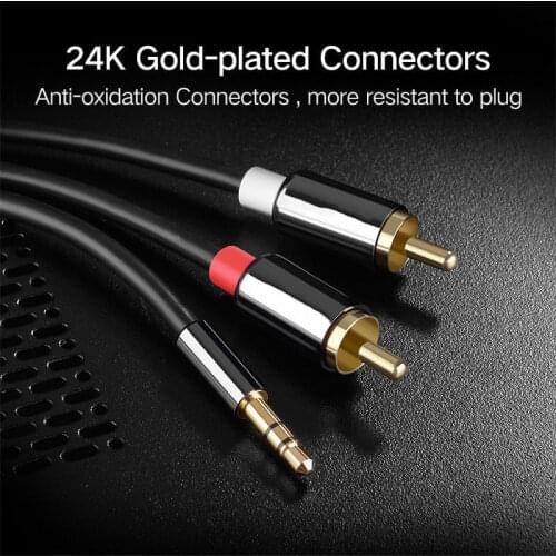 3M HQ 3.5mm Mini Stereo Jack to 2 x RCA Twin Phono Audio Aux Cable Lead GOLD PC TV Car Accessories