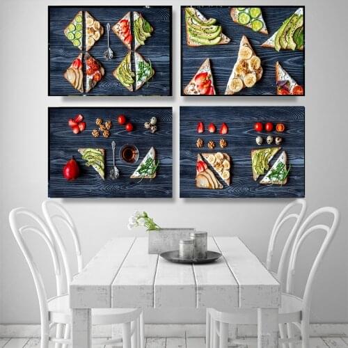 Fast Food Avocado Fruits Sandwich Sub Canvas Painting Wall Art Print Poster Picture Decorative for Living Room Restaurant Decor