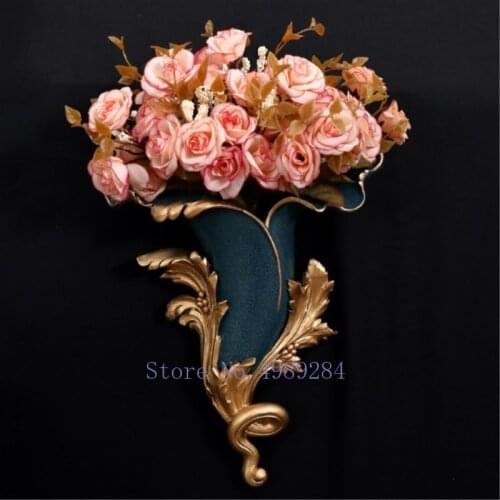 Creative European style vase Flower arrangement Wall decoration Wall vase Modern home Background wall gold vases