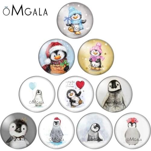 Cartoon Lovely Antarctic penguin art paintings 12mm/18mm/20mm/25mm Round photo demo glass cabochon flat back Making findings