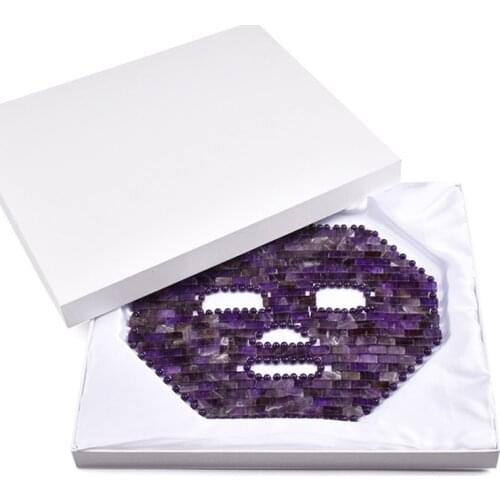 Face Jade Mask with Box RoseQuartz Cold Therapy Natural Beauty Massage Relaxation Tool Gouache Stone Facial SPA Crystal Massager