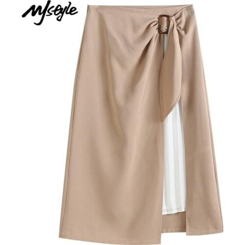 MJstyle 2021 Spring Retro French Fake Two-piece Stitching High Waist Skirt, Summer Korean Fashion Clothing Skirt Women 521070045