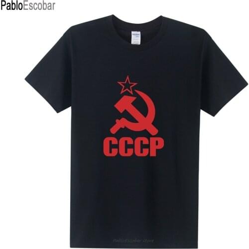Fashion Men T-Shirts Unique CCCP Russian T Shirt USSR Soviet Union KGB Moscow Summer Style Russia Euro Size OT-117