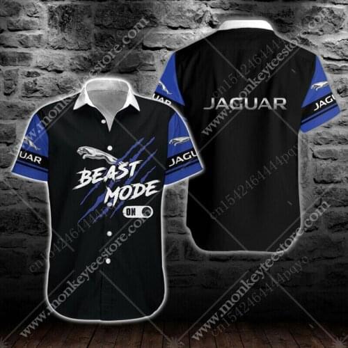 Jaguar Brand New Mens Shirt High-quality Fashion Oversized T-shirt Top Harajuku Casual Short-sleeved Shirt 3D Anime Cardigan