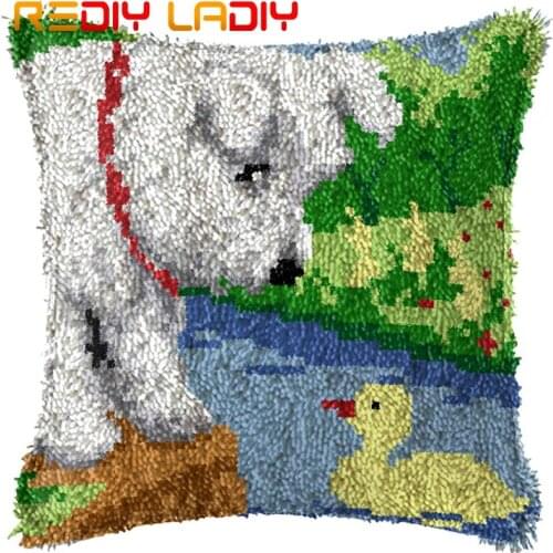 Latch Hook Kits Make Your Own Cushion Puppy Duck Pre-Printed Canvas Crochet Pillow Case Latch Hook Cushion Cover Hobby & Crafts