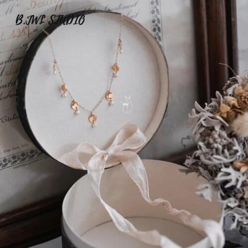 Original gild Ms necklace 2.8mm pearl Temperament Women Necklace Wild Pop Jewellery necklace with Adjustable