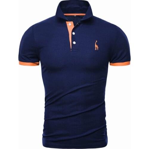 QNPQYX New Fashion Summer Mens Cotton Polos Embroidery Polo Giraffe Shirt Men Casual Patchwork Male Tops Clothing Men