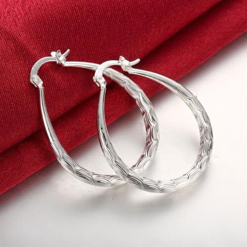 Special offer 925 Sterling Silver hoop Earrings for Women 3CM Circle Oval fish pattern earrings elegant Jewelry Christmas Gifts