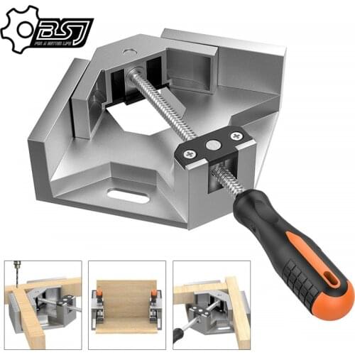 90 Degree Adjustable Carpenter Clip Angle Clamp Woodworking Frame Clip Tools Right Angle Aluminum Alloy Single Handle Tool Clamp