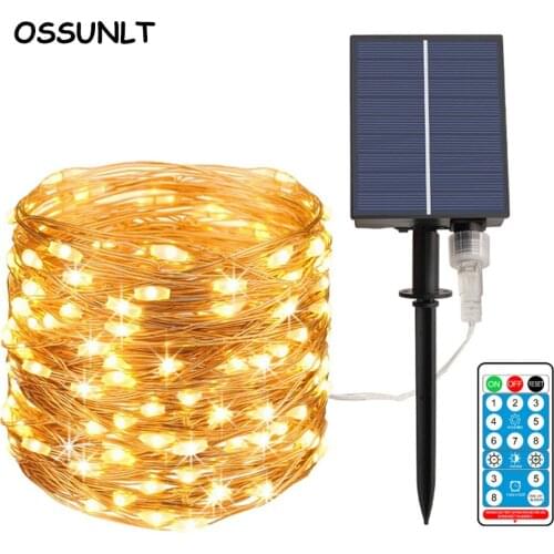 Solar Led Light Outdoor Street Garland 20M 30M Copper Wire String Lights For Garden Home Room Bedroom Wedding Party Decoration