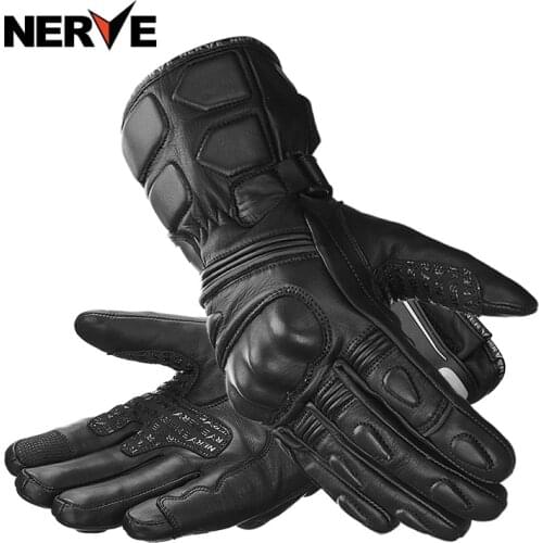 2019 New Winter Warm NERVE Waterproof Motorcycle Gloves Travel Cowhide Leather Knight Riding Motorbike Racing Glove Windproof