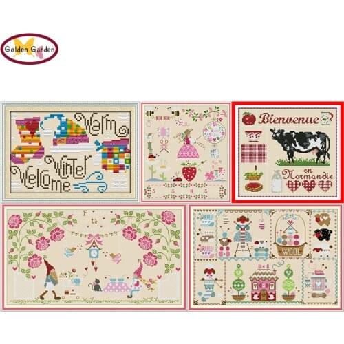 GG Warm Winter Counted Cross Stitch Embroidery Sets 11CT14CT DIY Kit Joysunday Needlework Beige Canvas Cross Stitch for Kids
