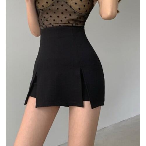 Vetement Femme 2021 Summer New Women Mini Skirt Office Ladies Polyester High Waist Slim Korean Fashion Sexy a Line Black Skirts