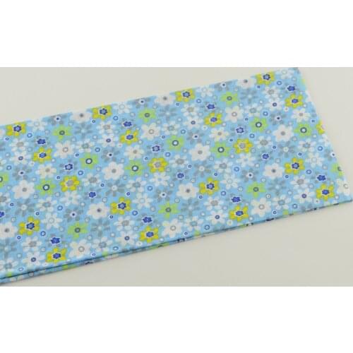 1 piece blue printed white flower designs cotton fabrics crafts 50cmx50cm textile sewing quilting pre-cut fat quarter tecido