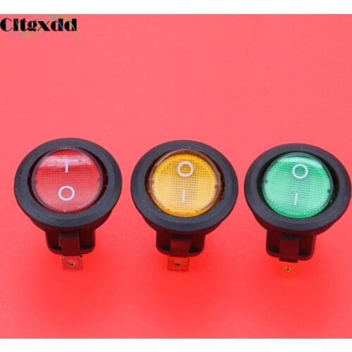 Cltgxdd 1Pcs Round Rocker Switch 3 pin 6A 250V / 10A 125V AC W/ LED Light Toggle Switch SPST ON-OFF Electric Controls