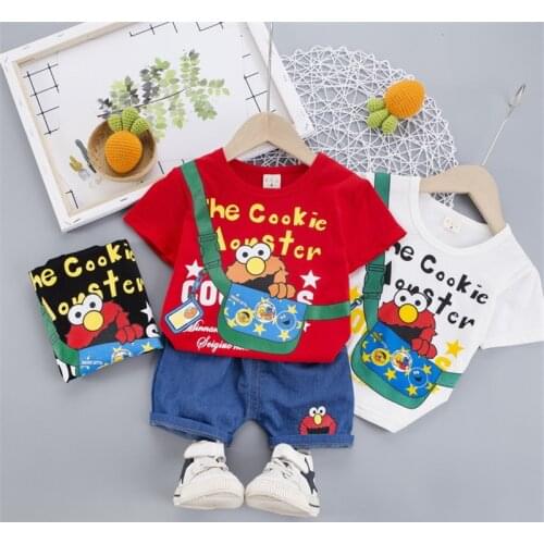 2021 Summer Children Clothes Baby Boy/Girls Cartoon T Shirt+Denim Shorts 2Pcs/Sets Infant Outfit Kids Fashion Toddler Tracksuit