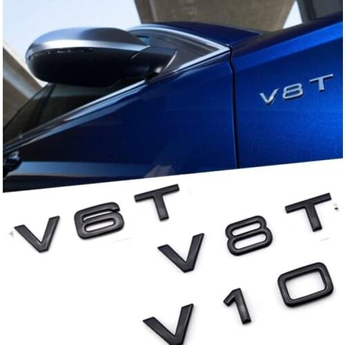 2pcs Original quality ABS Black V6T V8T V10 car fender sticker car Audi A3 A4 A6 A7 A8 TT Q3 Q5 Q7