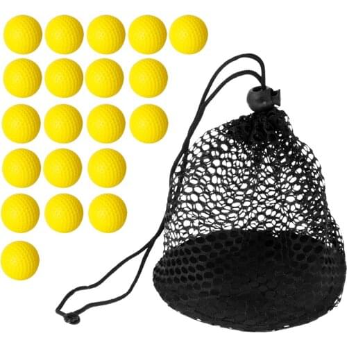 20 Pieces PU Soft Foam Golf Balls with Nylon Mesh Net Golf Storage Bag - Great for Golf Training Practice
