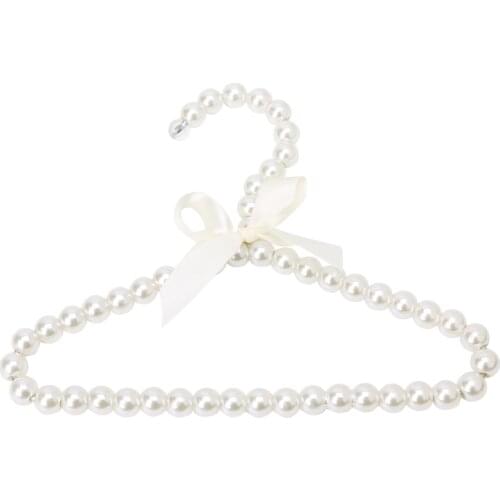3pcs Plastic Pearl Beaded Bow Clothes Dress Coat Hangers Wedding F Kid Children Pet Dog Cat Save-Space Stage ganizer