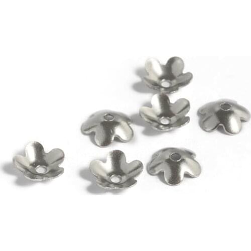 300pcs 6mm Flower 304 Stainless Steel Bead Caps for Jewelry Making DIY Bracelet Necklace Findings 6x2mm Hole: 1mm
