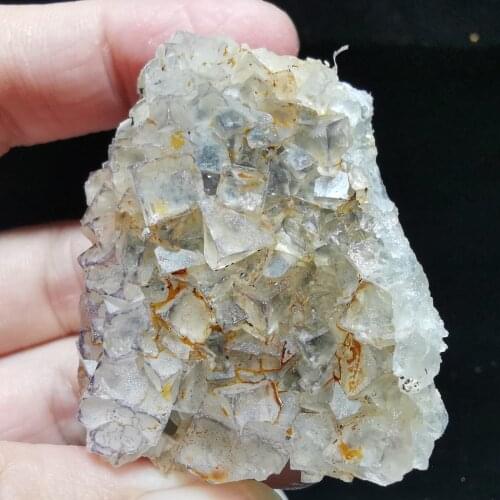 43gNatural purple edge fluorite and quartz symbiotic mineral specimen healing energy stone decorated with QUARTZ GEM