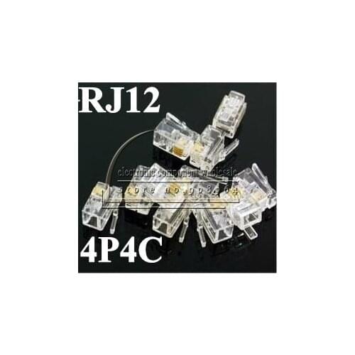 500pcs Durable 4 Pin RJ12 RJ-12 4P4C Modular Plug Telephone Phone Connector and NC head
