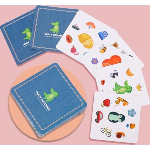 54Pcs/Set Card Toy Easy to Use Early Learning Paper Children Crazy Matching Educational Card for Kids