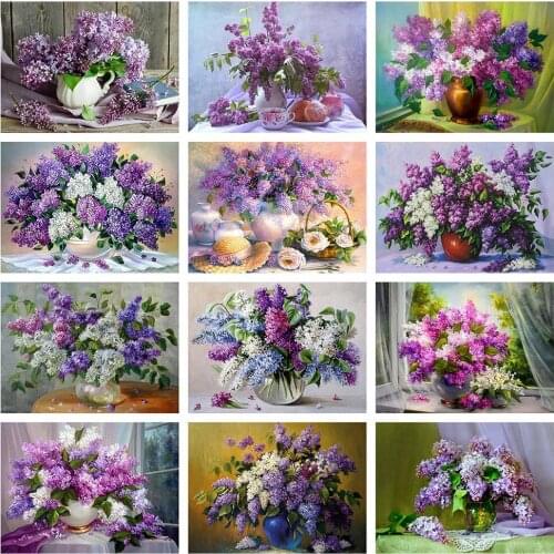 5D DIY Diamond Painting Lilac Flower Cross Stitch Mosaic Embroidery Full Square Rhinestone Home Decoration Accessories