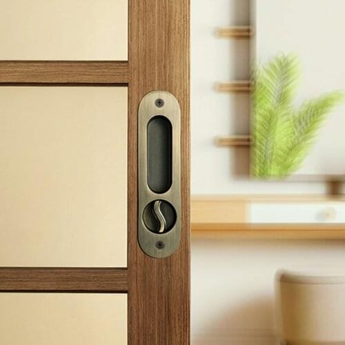 Free Shipping 2PCS European Recessed Hidden Sliding Door Lock Brass Mortise Hook Lock Set with 3PCS Keys Brushed/Bronze