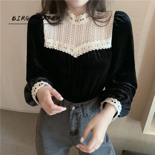 BIRGHWATER Stand-up Collar Blouses