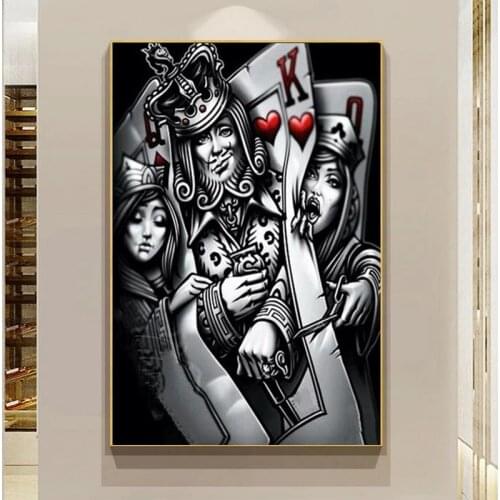 Black and White Poker Characters Canvas Painting Nordic Style Posters Print Wall Art Picture for Living Room Home Decor Cuadros