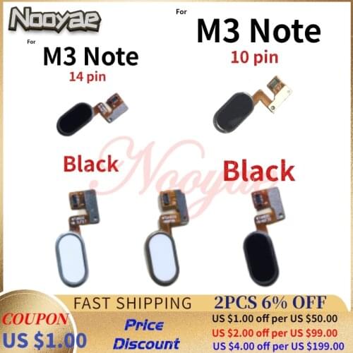 Black/White/Gold Key For Meizu M3 Note L681h Home Button FingerPrint Touch ID Sensor Flex Cable Ribbon 14pin 10pin