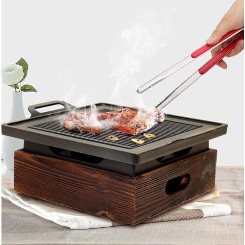 Japanese style wooden seat Korean style barbecue plate barbecue oven small alcohol oven household smokeless commercial barbecue