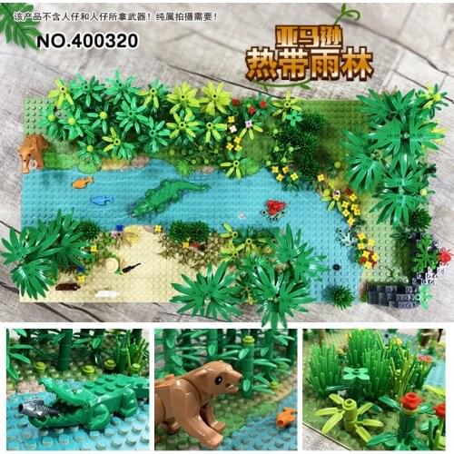 Diy Moc Bricks Kids Toys New Jurassic Dinosaur World Tree Forest Animal Action Figures Building Blocks Compatible City