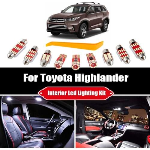 For Toyota Highlander Kluger 2001-2020 Canbus Vehicle LED Interior Dome Map Light License Plate Lamp Kit Accessories