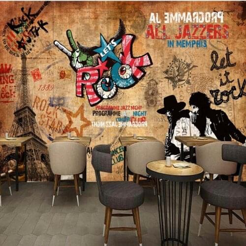 Drop Shipping Wallpaper 3d Europe American Retro Rock Bar KTV Background Wallpaper Theme Restaurant Studio Corridor Mural