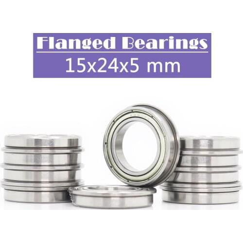 F6802ZZ Flange Bearing 15x24x5mm 10PC Double Shielded Deep Groove Flanged F6802 Z ZZ Ball Bearings F6802-2Z F6802Z
