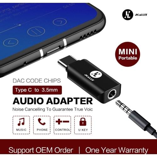 JCALLY JA02 Type-c to 3.5mm digital audio DAC decoder mobile phone adapter TYPE C to 3.5mm for phone Huawei Meizu Xiaomi