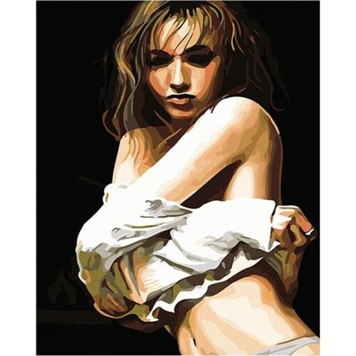Paintings By Number Sexy Girl HandPainted Oil Drawing DIY Kits For Adults Color Pictures By Number Home Decor Wall Art Work Gift