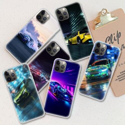 For Apple iPhone 11 12 Pro Max 7 8 Plus XR Matte Phone Case SE 2020 6 6S X XS 5 S Shockproof Soft Cover Super Car Drift Shell