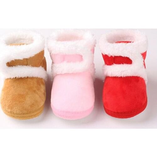 Fashion Newborn Baby Girl Christmas Cute Snow Booties Kids Girls Soft Sole Pram Shoes Warm Plush Boot Crib Xmas Prewalker Shoes