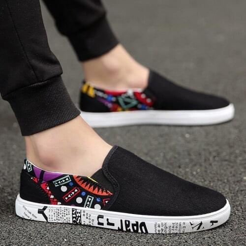 New Spring And Summer 2021 Men Canvas Shoes A Pedal Lazy Leisure Old Beijing Cloth Shoes Men Driving Flower Cloth Shoes