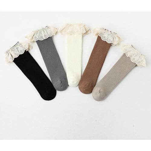 New Cute Spring Baby Toddlers Girls Floor Socks Infants Kids Knee Lengths Soft Cotton Lace Children Sock Anti Slip Princess Sock