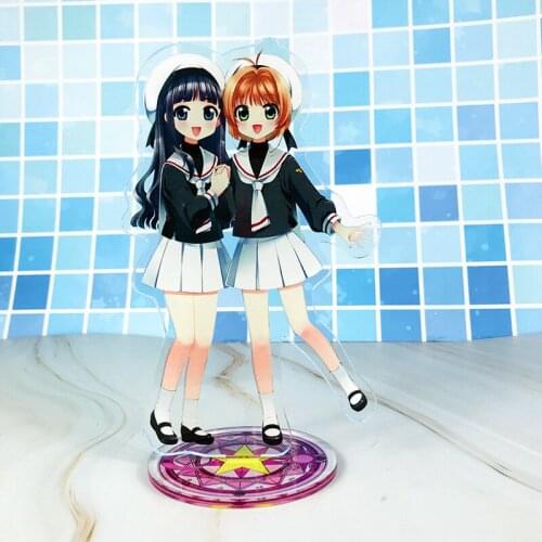 Kawaii Card Captor Sakura Acrylic Laser Decoration Magic Card Girl Sakura Little Foundation Girl Heart Child Gift Action Figures