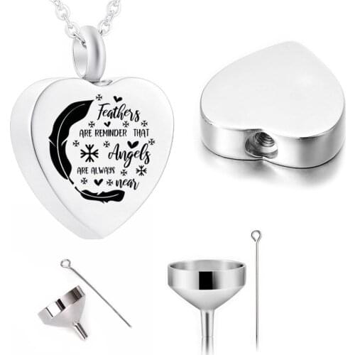Heart Pendant Cremation Jewelry Aluminum Urn Necklace To Commemorate The Deceased Relative/Pet With Filling Kit