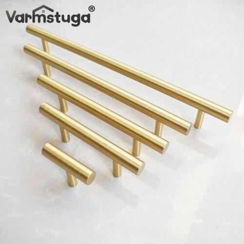 Modern Gold Kitchen Door T Bar Straight Handle Knobs Cabinet Pull Diameter 10mm Stainless Steel Handles Furniture Handle