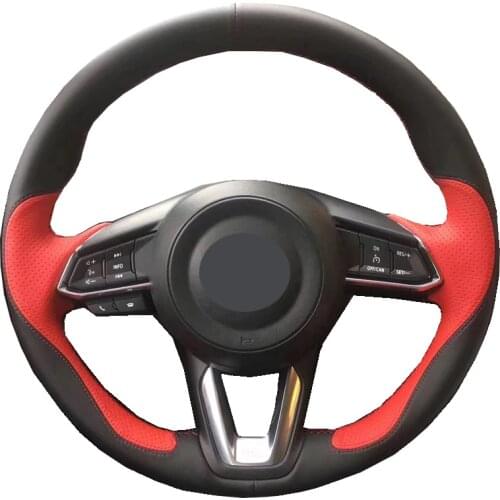 Hand Sewing Car Steering Wheel Cover Wrap Suede Leather For Mazda 3 Axela Mazda 6 Atenza 2017-2019 CX-5 CX5 2017-2019 Mazda CX-9