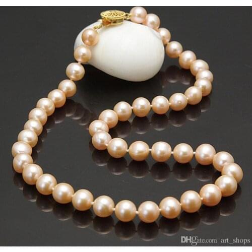 S271 Mothers 9-10mm pink fresh water cultured pearl necklace