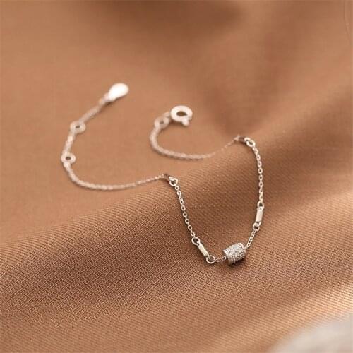 925 Sterling Silver Link Chain Adjustable Size Geometric Charm Bracelet &Bangle For Women Wedding Jewelry Party SL400