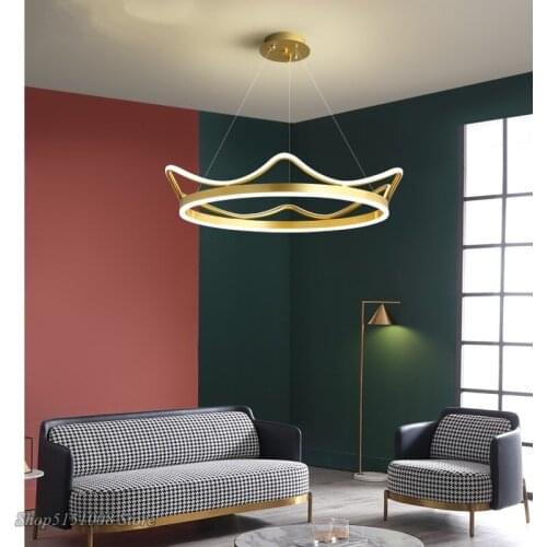 Nordic Modern crown shape Aluminum led pendant lights silicon strip light Children room Living Room Bedroom Bar decor luminaria